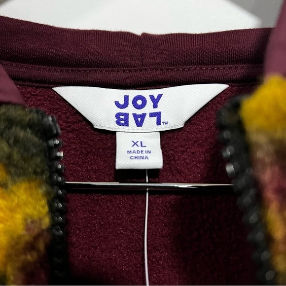 Women’s Marble Sherpa Hoodie Lined Jacket JoyLab Black/Burgundy Size XL - Picture 8 of 9